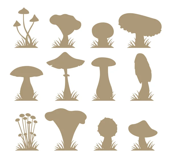 Mushrooms vector silhouette icons illustration set — Wektor stockowy