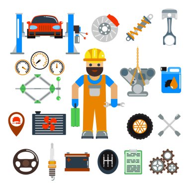 Araba Servisi onarım vector Icons set
