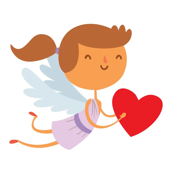 Dag van de Valentijnskaart cupid engelen cartoon stijl vectorillustratie — Stockvector