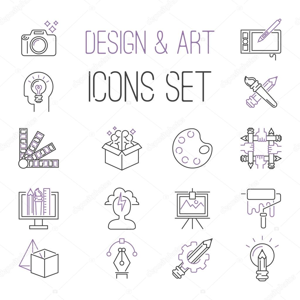 Graphic design sign vector icons thin outline style