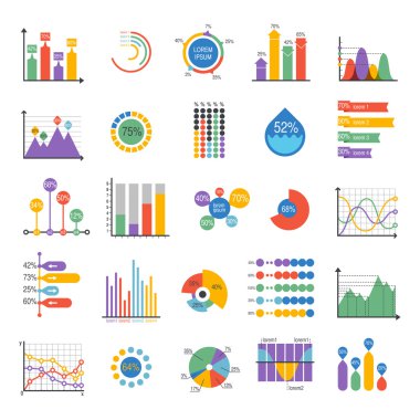 Business data graph analytics vector elements