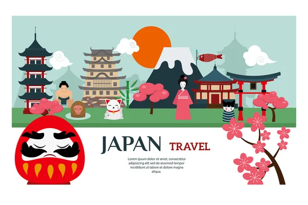 Giappone punto di riferimento poster vettore di viaggio — Vettoriale Stock