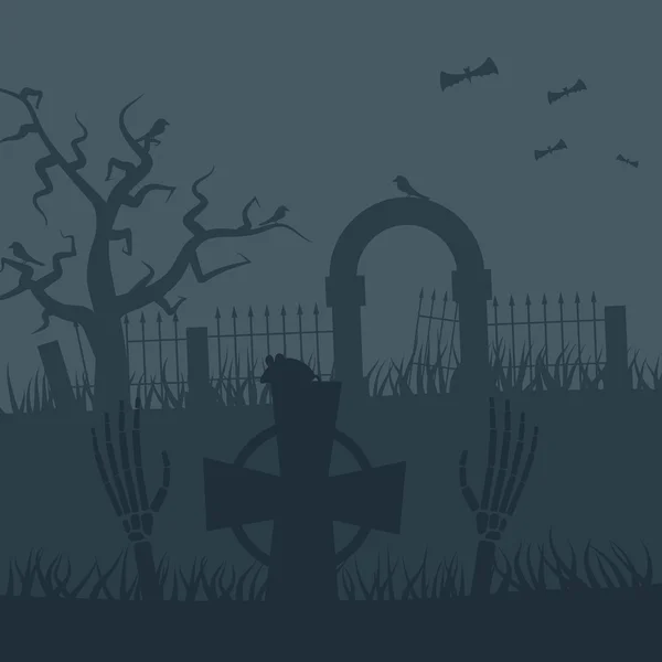 Zombies night vector background — Stock Vector