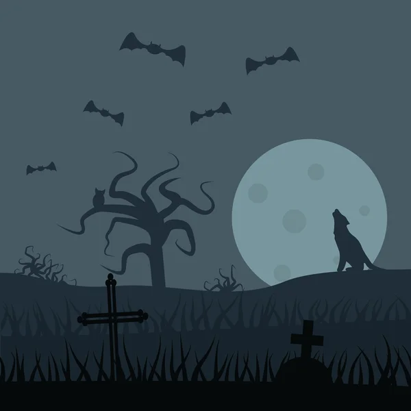 Zombies night vector background — Stockvector