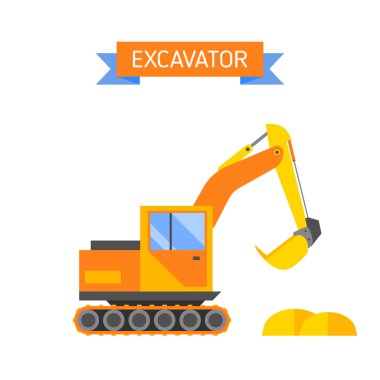 Building under construction excavator technics vector illustration
