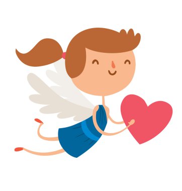 Sevgililer günü aşk tanrısı melekler karikatür tarzı vektör çizim