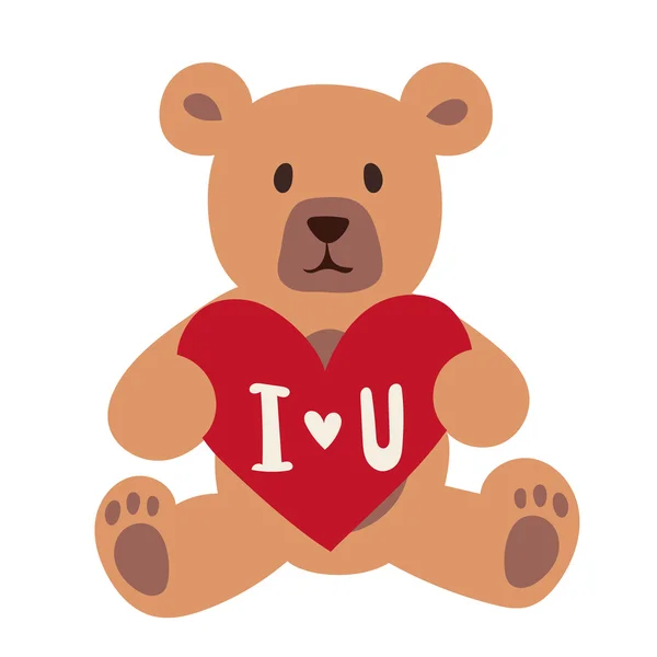 Gift Bear holding a red heart isolated on white background — Stock Vector