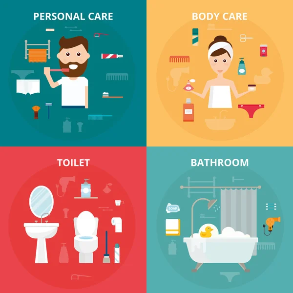 Man and woman hygiene icons vector set isolated on background — Stok Vektör