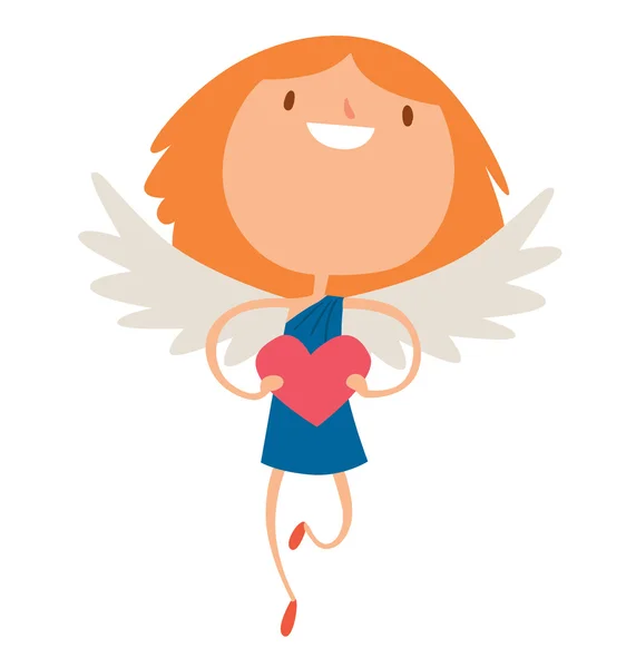 Dag van de Valentijnskaart cupid engelen cartoon stijl vectorillustratie — Stockvector