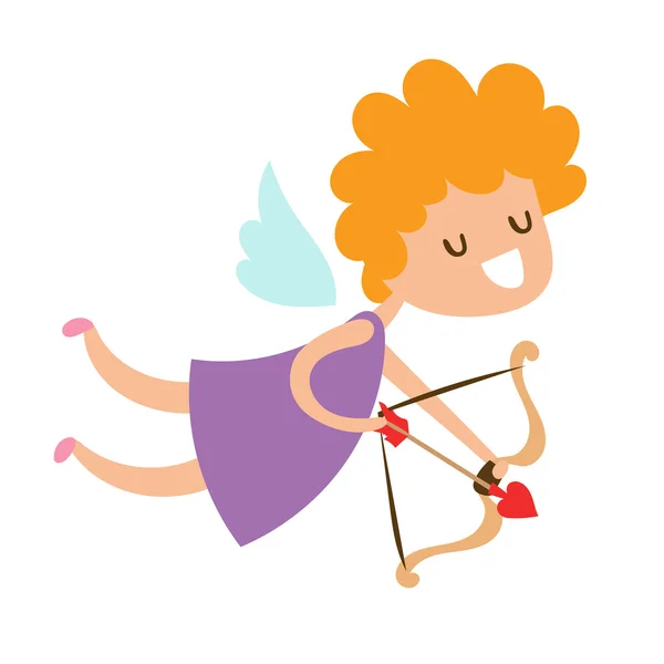 Día de San Valentín Cupido ángel de dibujos animados estilo vector ilustración — Vector de stock