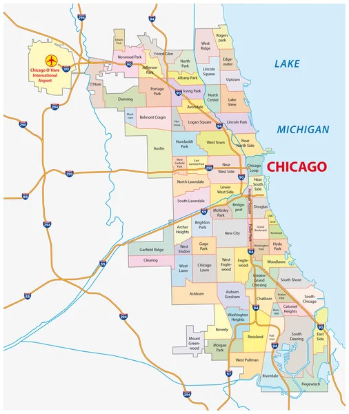 Carte de quartier de chicago — Image vectorielle