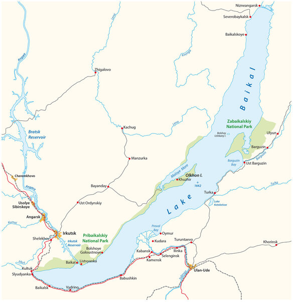 Lake Baikal map, Russia