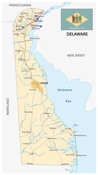 Delaware yol haritası — Stok Vektör