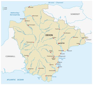 İlçe devon, İngiltere'de Haritası
