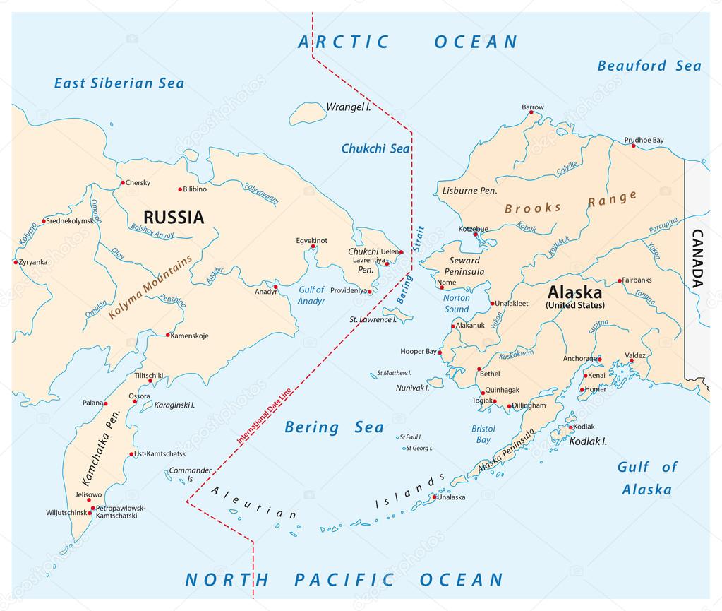 Depositphotos 115927552 Stock Illustration Map Of The Bering Strait 