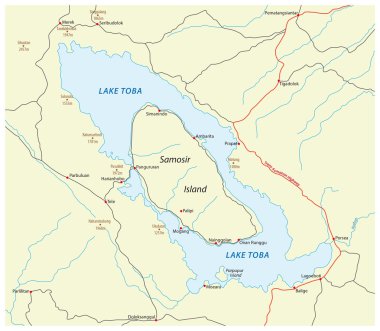 Endonezya volkan lake toba Sumatra üzerinde yol haritası