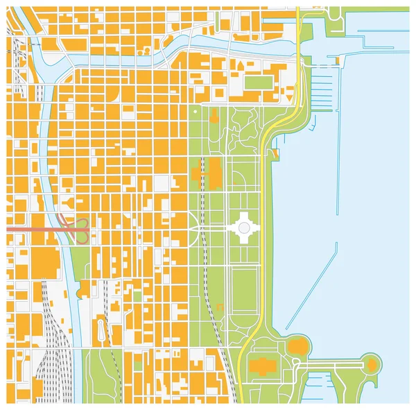 Mappa stradale del centro di Chicago, Illinois — Vettoriale Stock