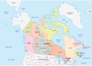 Kanada idari ve siyasi Haritası resmi