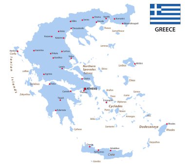 Bayrağı olan Yunan haritası