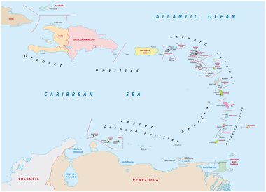 map of the states of the lesser Antilles clipart