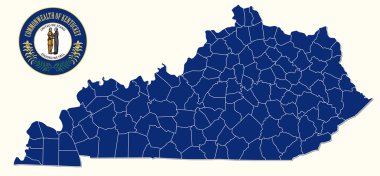 Bize devlet Kentuckey mühür ile basit idari ve siyasi harita