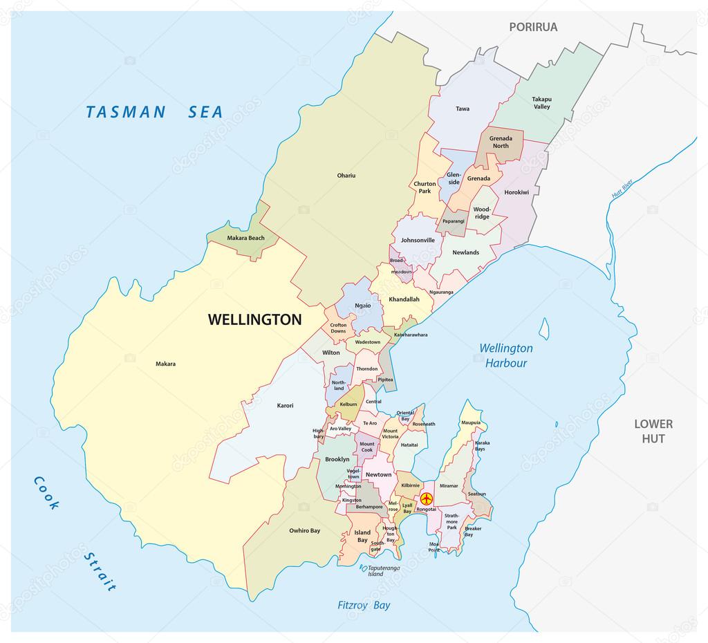 administrative map of New Zealands capital Wellington