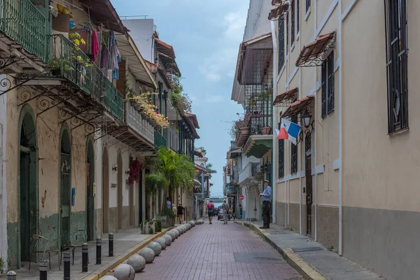 Panama City Panama Marca 2019 Piękne Fasady Budynków Zabytkowym Starym — Zdjęcie stockowe