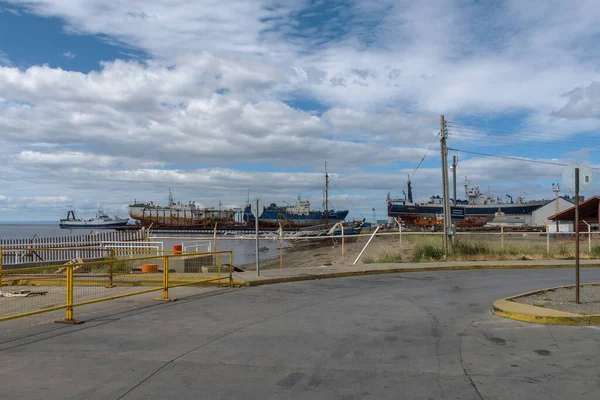 Punta Delgada Chile Február 2020 Hajók Egy Hajógyárban Punta Delgada — Stock Fotó