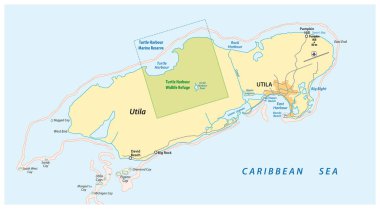 Honduras 'ın Honduras, Utila adasının vektör haritası