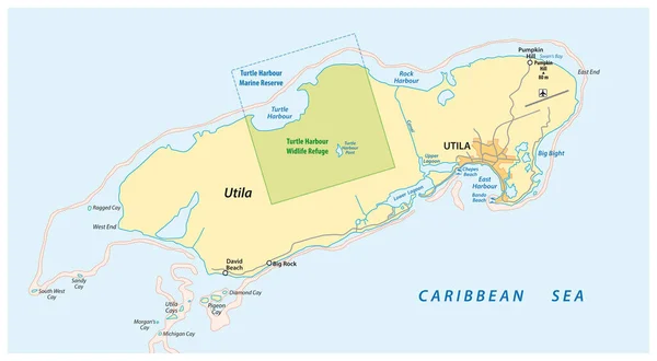 Mapa Vetorial Ilha Hondurenha Caribe Utila Honduras — Vetor de Stock