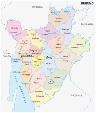Burundi eyaletinin yeni idari bölümünün vektör haritası