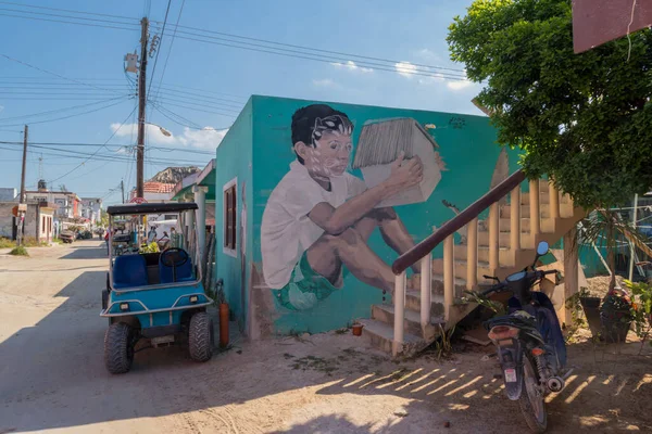 Holbox Messico Marzo 2018 Graffiti Street Art Muro Una Casa — Foto Stock