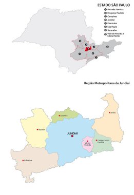 Metropolitan Region of Jundiai administrative vector map, Brazil clipart