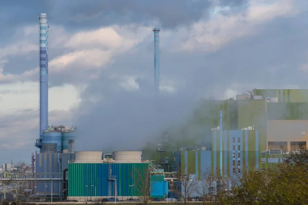 Frankfurt Main Alemania Diciembre 2019 Instalaciones Producción Una Zona Industrial — Foto de Stock