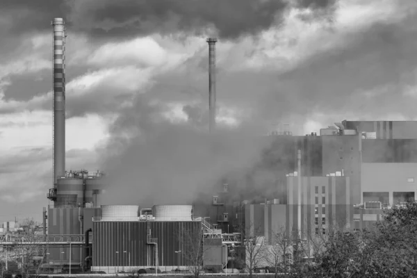 Instalaciones Producción Una Zona Industrial Oeste Fráncfort Del Meno Hesse — Foto de Stock