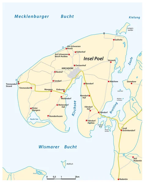 Διανυσματικός Χάρτης Του Γερμανικού Νησιού Poel Της Βαλτικής Θάλασσας — Διανυσματικό Αρχείο
