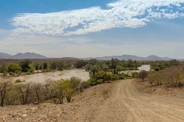 Krajinný Pohled Řeku Kunene Pohraniční Řeku Mezi Namibií Angolou — Stock fotografie