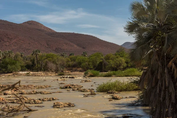 Vue Panoramique Sur Rivière Kunene Rivière Frontière Entre Namibie Angola — Photo