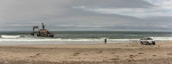 Skeleton Coast Namibia Diciembre 2020 Pesca Surf Costa Del Esqueleto — Foto de Stock