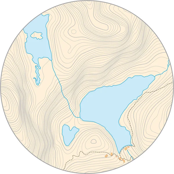 Вымышленная Круглая Топографическая Векторная Карта — стоковый вектор