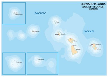 Map of the French Polynesian Archipelago Leeward Islands (Society Islands), France clipart