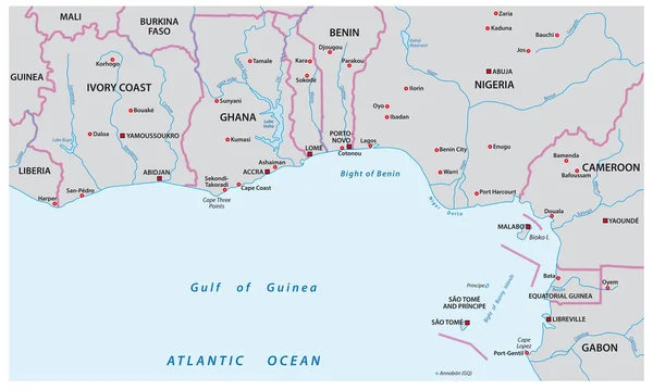 Mapa Vectorial Del Golfo Guinea África Occidental — Archivo Imágenes Vectoriales