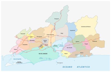 Brezilya, Rio de Janeiro 'nun ana yolu ve idari haritası