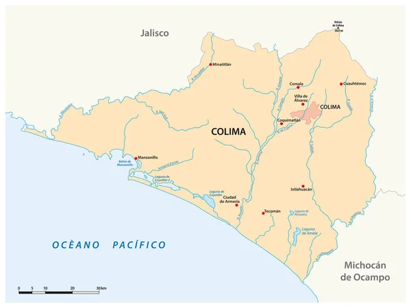 Mapa Vetorial Estado Mexicano Colima — Vetor de Stock