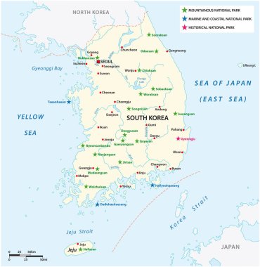 Vector map of the South Korean National Parks clipart