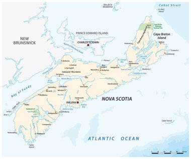 Vector map of the Canadian province of Nova Scotia clipart
