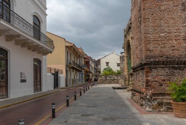 PANAMA ŞEHRİ, PANAMA-MARCH 03, 2019: Panama City, Casco Viejo, tarihi eski kentte cephe oluşturma