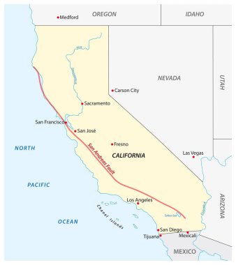 Vector map of Californias San Andreas Fault clipart