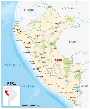Güney Amerika 'nın Peru eyaletinin vektör haritası 