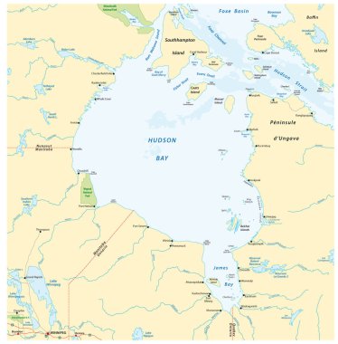 Kanada Marjinal Deniz Hudson Körfezi 'nin vektör haritası 